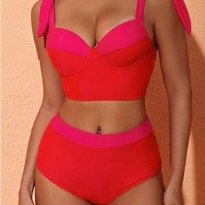 Vibrant Pink and Red Bikini Set
